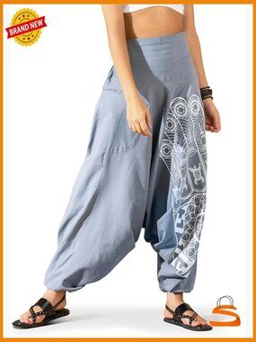 Women's Oversized Cotton Harem Pants, Boho Hippie Palazzo Pants